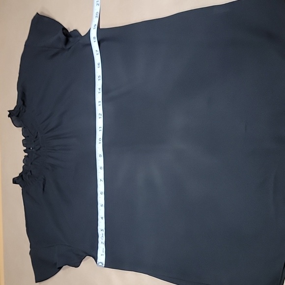 Express Size M Black Chiffon Ruffle Neck Blouse, Flutter Cap Sleeve, EUC - Picture 8 of 13